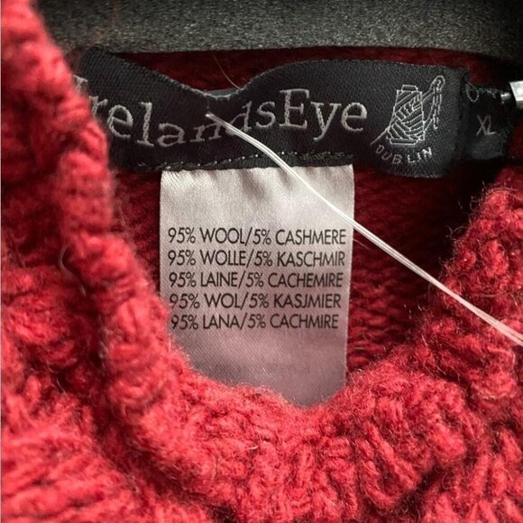 Ireland's Eye Wool Cashmere Sweater Deep Red Cable Knit Dark Academia M/L - Picture 8 of 16